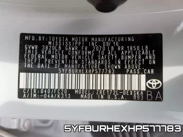 5YFBURHEXHP577783 фото 2