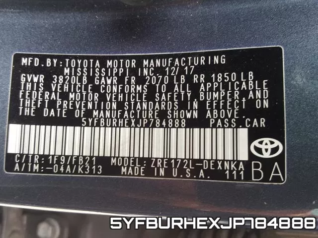 5YFBURHEXJP784888 фото 2