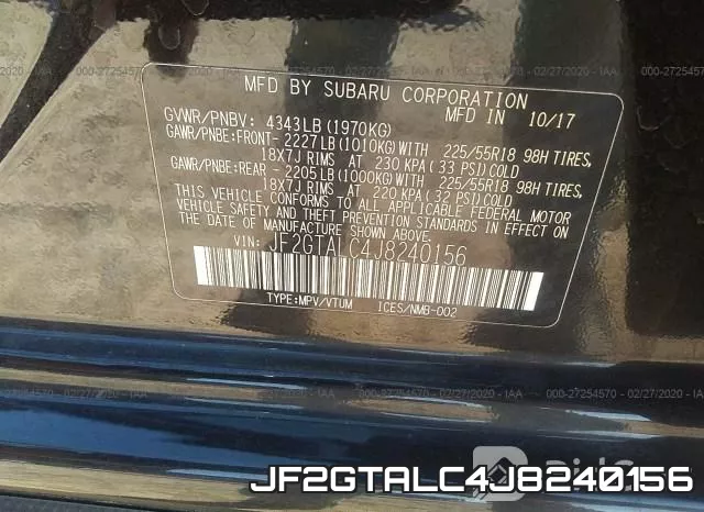 JF2GTALC4J8240156 фото 10