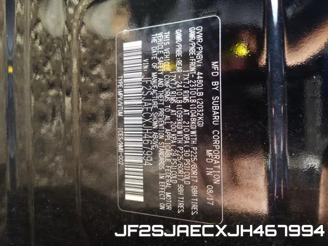 JF2SJAECXJH467994 фото 2
