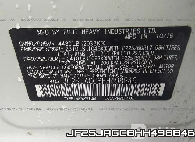 JF2SJAGC8HH498846 фото 10