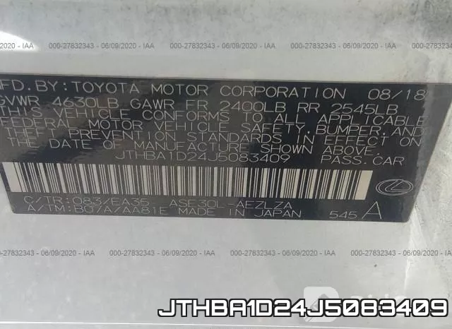 JTHBA1D24J5083409 фото 10