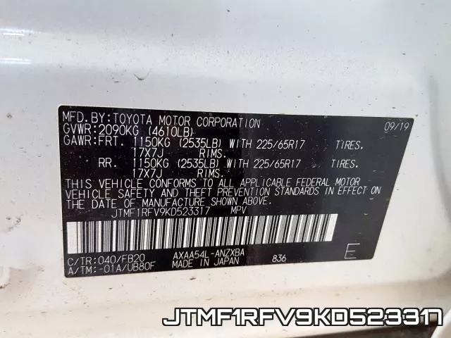 JTMF1RFV9KD523317 фото 2
