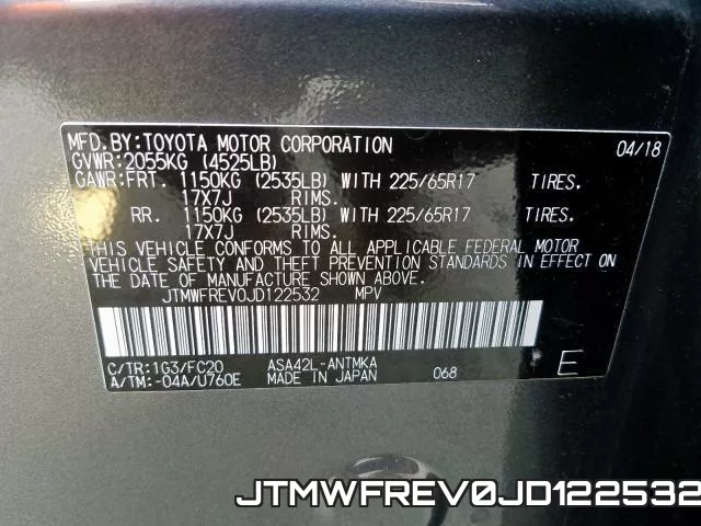 JTMWFREV0JD122532 фото 2