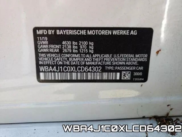 WBA4J1C0XLCD64302 фото 2