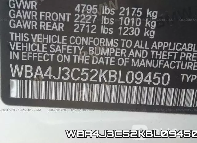 WBA4J3C52KBL09450 фото 10
