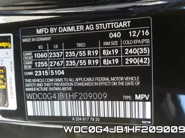 WDC0G4JB1HF209009 фото 2