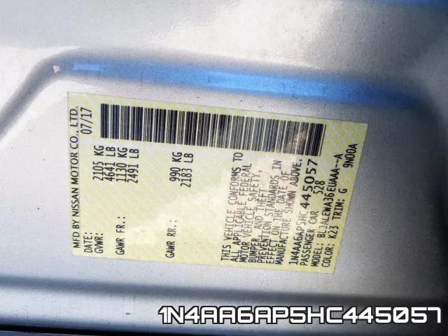 1N4AA6AP5HC445057 фото 2