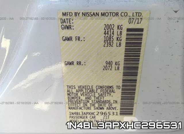 1N4BL3APXHC296531 фото 10