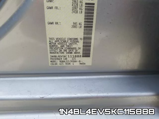 1N4BL4EV5KC115888 фото 2