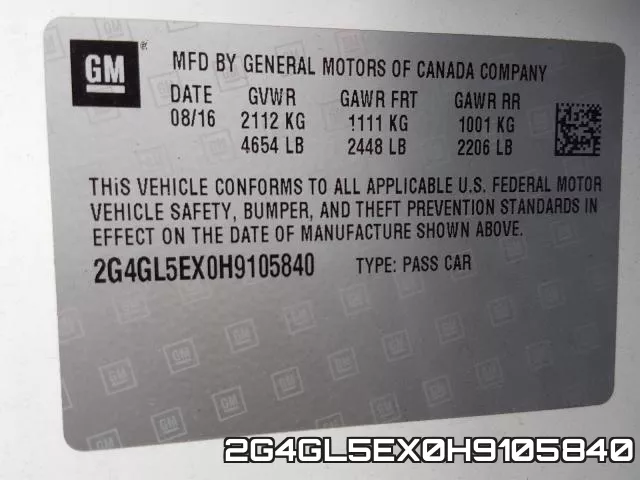 2G4GL5EX0H9105840 фото 2