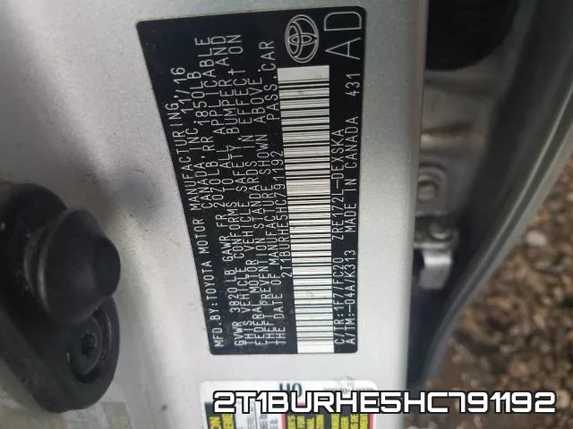 2T1BURHE5HC791192 фото 2