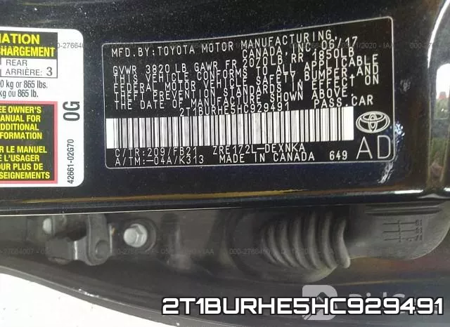2T1BURHE5HC929491 фото 10
