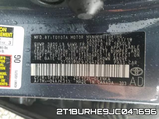2T1BURHE9JC047696 фото 2