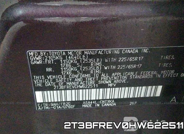2T3BFREV0HW622511 фото 10
