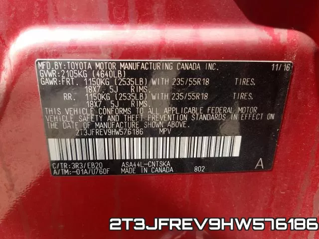 2T3JFREV9HW576186 фото 2