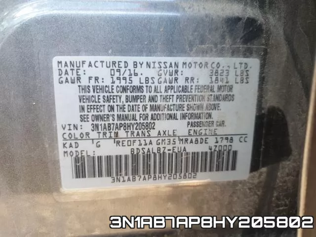 3N1AB7AP8HY205802 фото 2