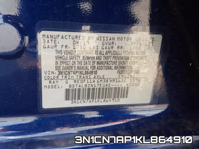 3N1CN7AP1KL864910 фото 2