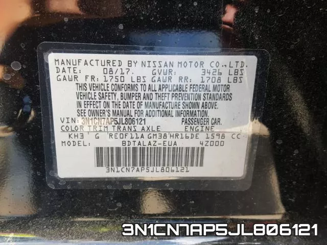 3N1CN7AP5JL806121 фото 2