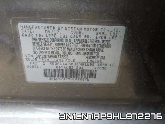 3N1CN7AP9HL872276 фото 2