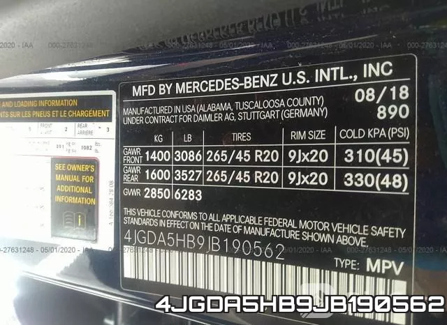 4JGDA5HB9JB190562 фото 10