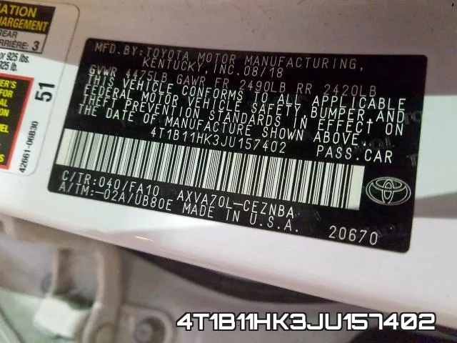 4T1B11HK3JU157402 фото 2