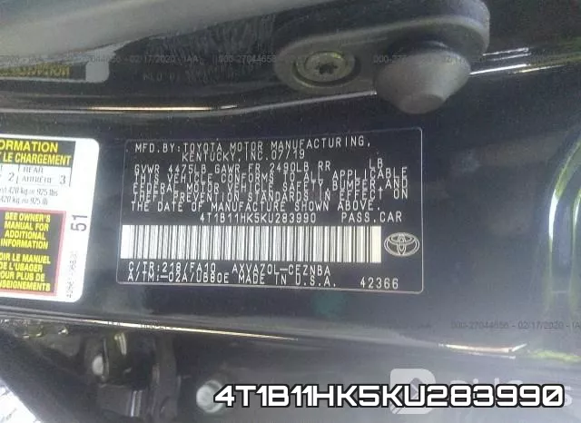 4T1B11HK5KU283990 фото 10