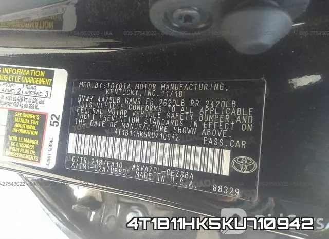 4T1B11HK5KU710942 фото 10