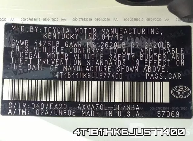 4T1B11HK6JU577400 фото 10