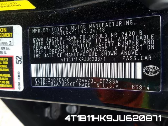 4T1B11HK9JU620871 фото 2