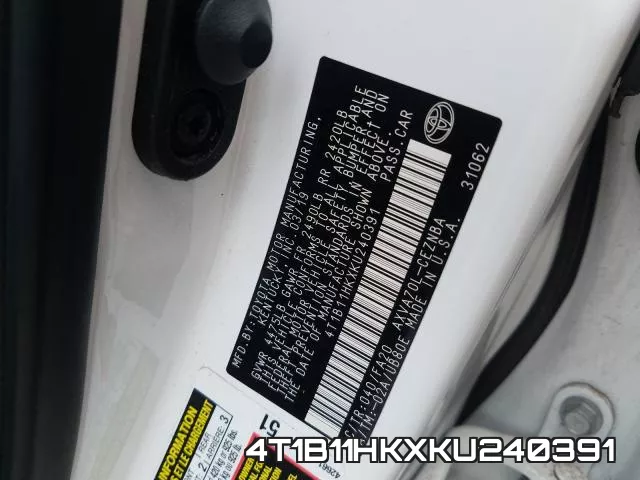 4T1B11HKXKU240391 фото 2