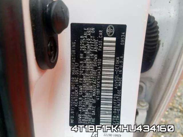 4T1BF1FK1HU434160 фото 2