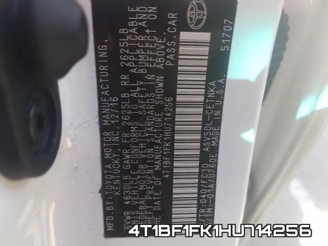 4T1BF1FK1HU714256 фото 2
