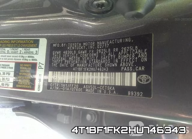 4T1BF1FK2HU746343 фото 10