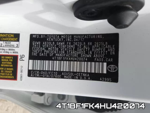 4T1BF1FK4HU420074 фото 2