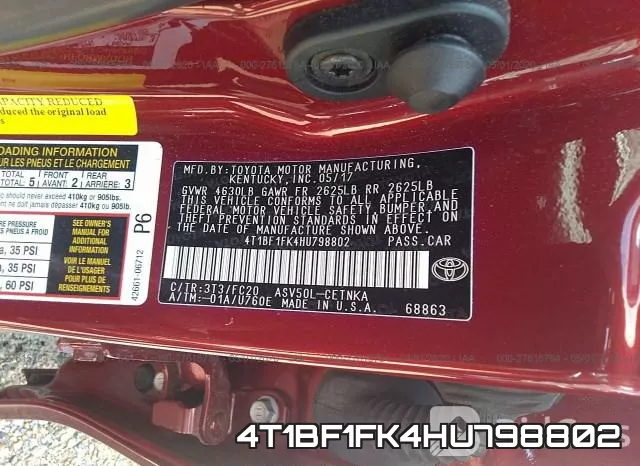 4T1BF1FK4HU798802 фото 10