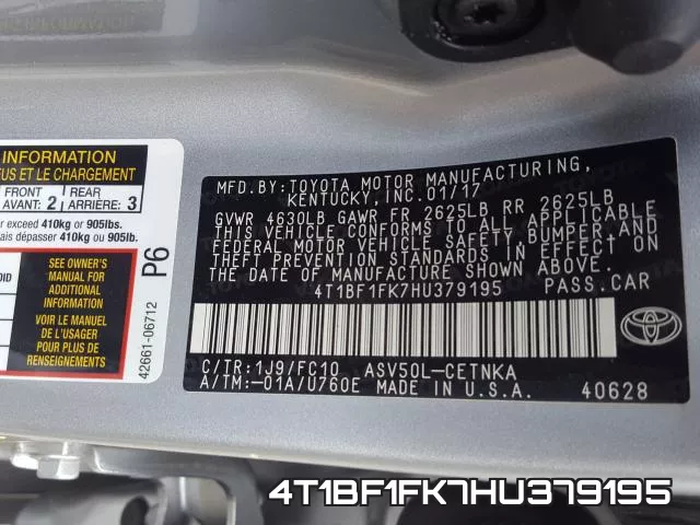 4T1BF1FK7HU379195 фото 2