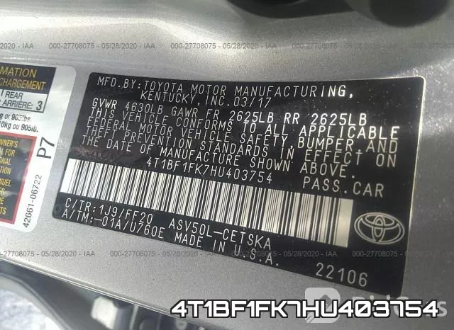 4T1BF1FK7HU403754 фото 10