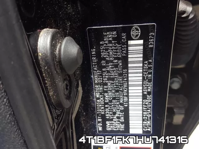 4T1BF1FK7HU741316 фото 2