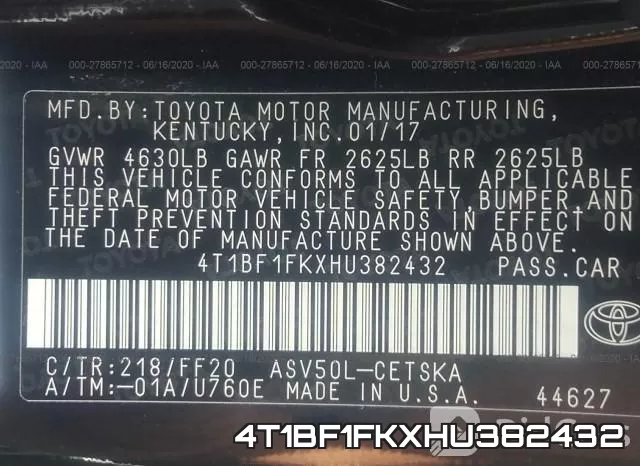 4T1BF1FKXHU382432 фото 10