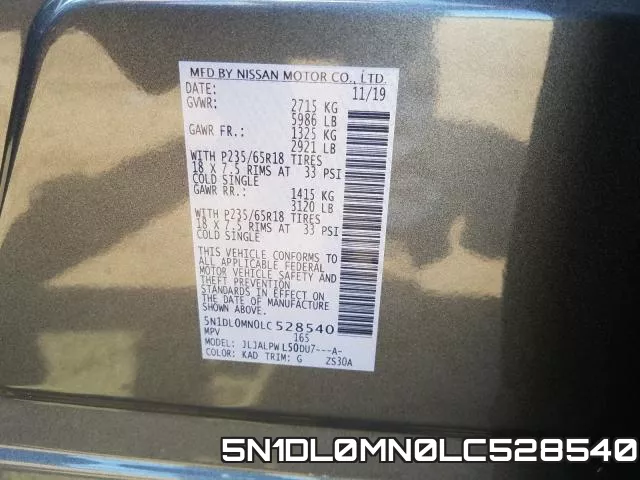 5N1DL0MN0LC528540 фото 2