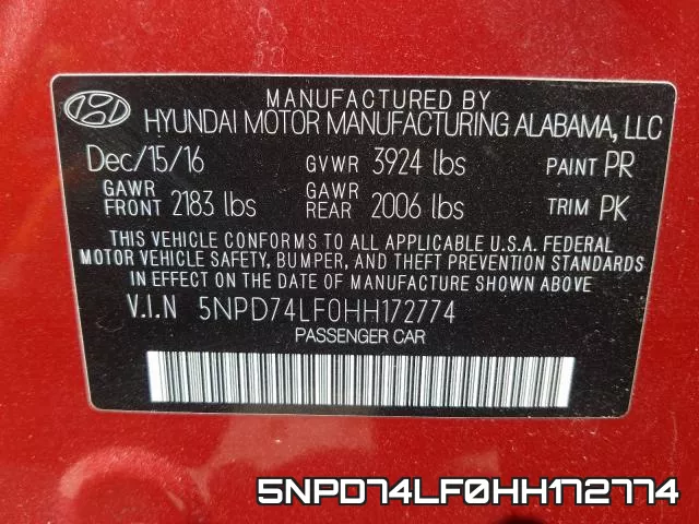 5NPD74LF0HH172774 фото 2