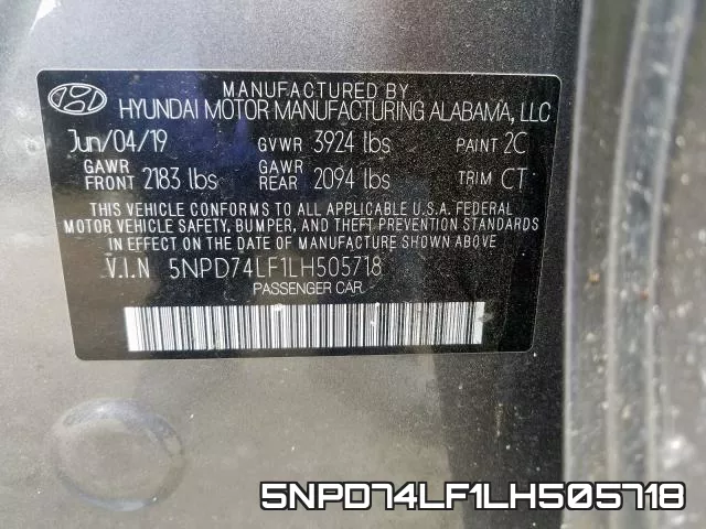 5NPD74LF1LH505718 фото 2