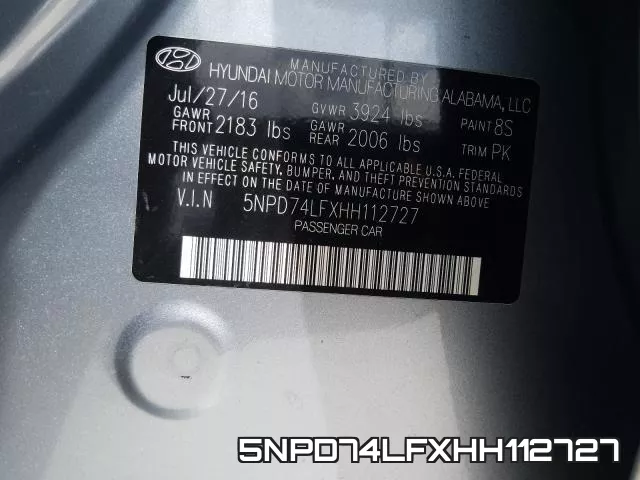5NPD74LFXHH112727 фото 2