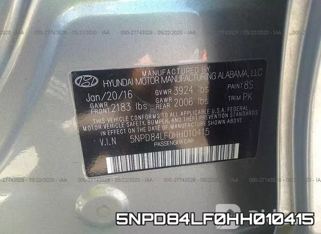 5NPD84LF0HH010415 фото 10