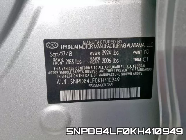 5NPD84LF0KH410949 фото 2