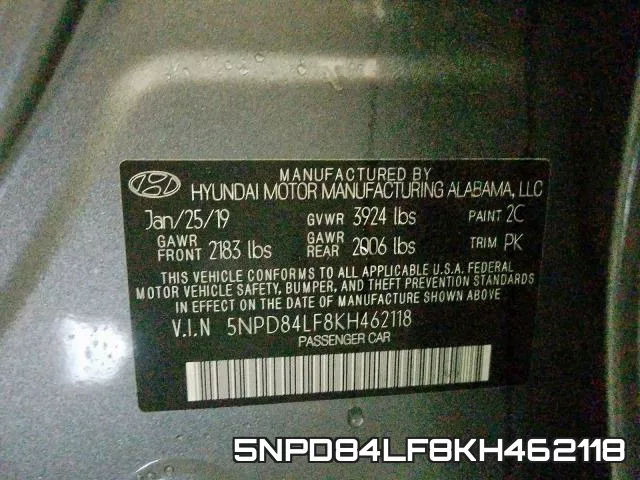 5NPD84LF8KH462118 фото 2