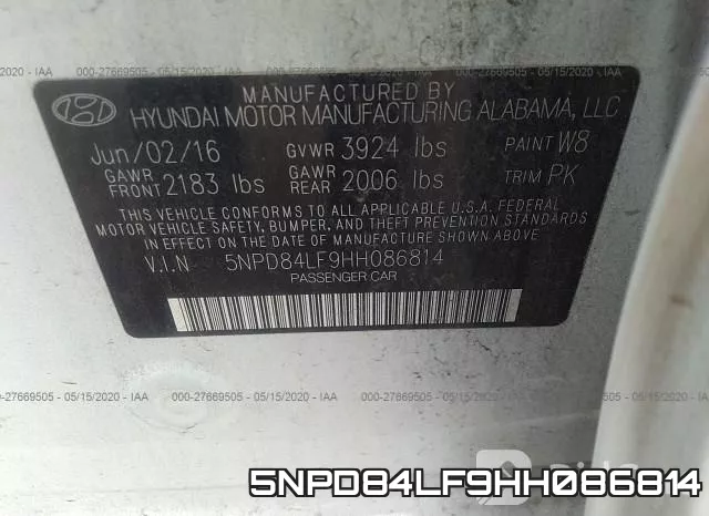 5NPD84LF9HH086814 фото 10
