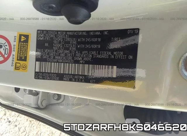 5TDZARFH8KS046620 фото 10