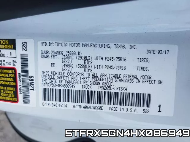 5TFRX5GN4HX086949 фото 2
